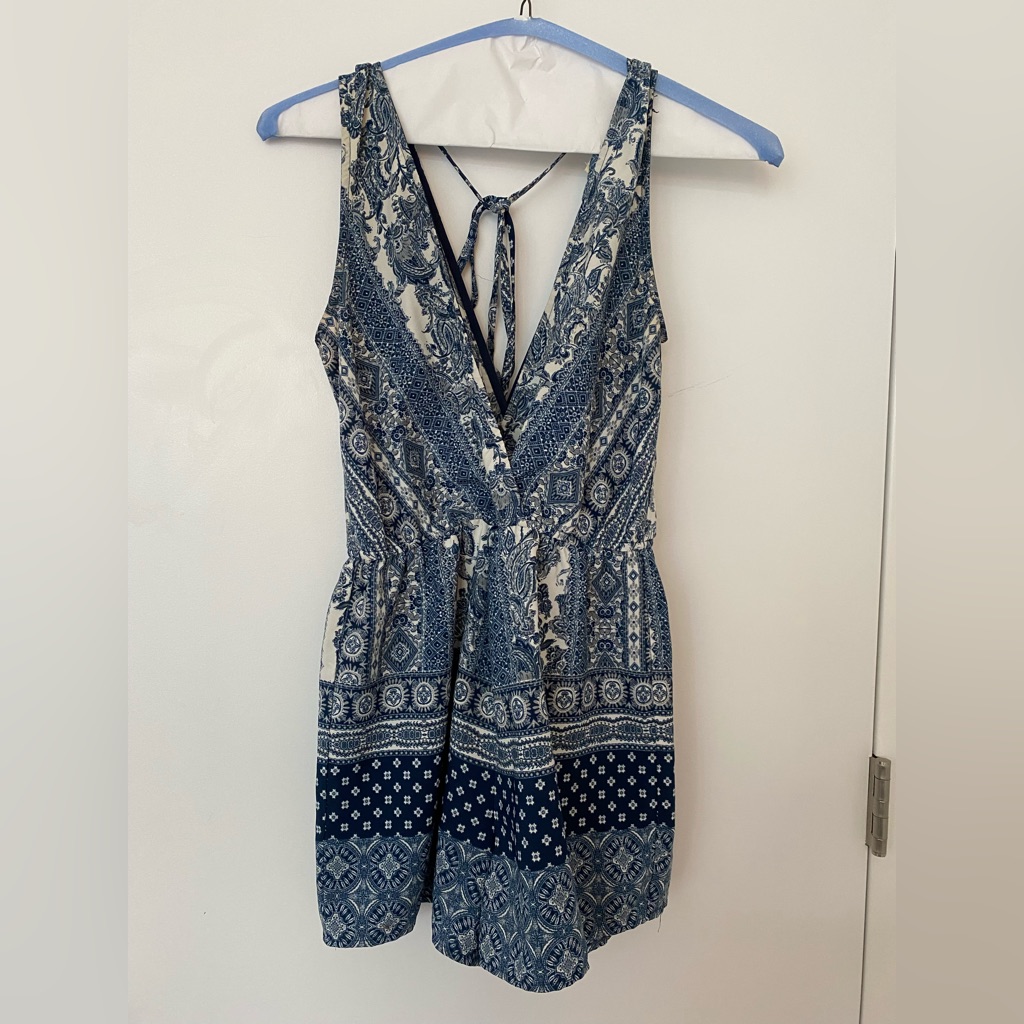 Blue Pattern Romper